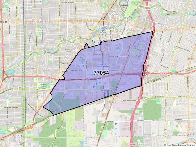 Map of ZIP Code 77054 — Houston, TX