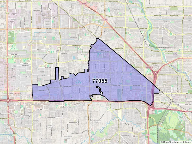 Map of ZIP Code 77055 — Houston, TX