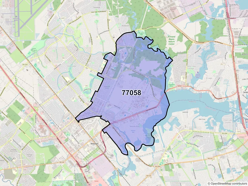 Map of ZIP Code 77058 — Houston, TX