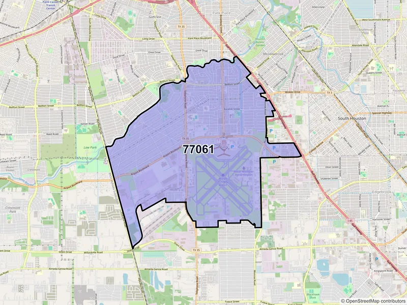 Map of ZIP Code 77061 — Houston, TX
