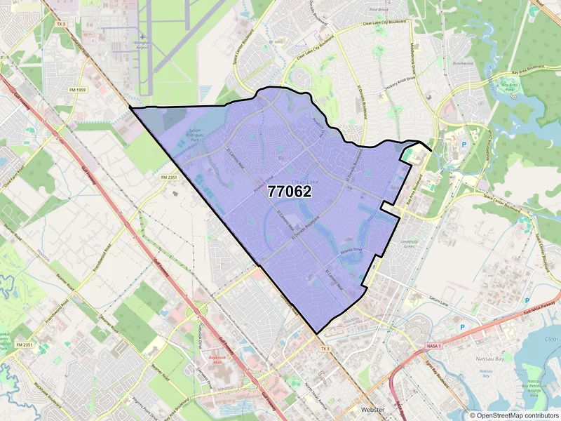 Map of ZIP Code 77062 — Houston, TX