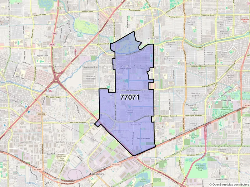 Map of ZIP Code 77071 — Houston, TX