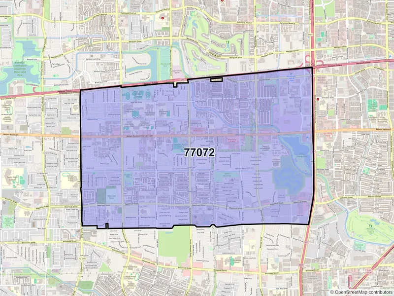 Map of ZIP Code 77072 — Houston, TX