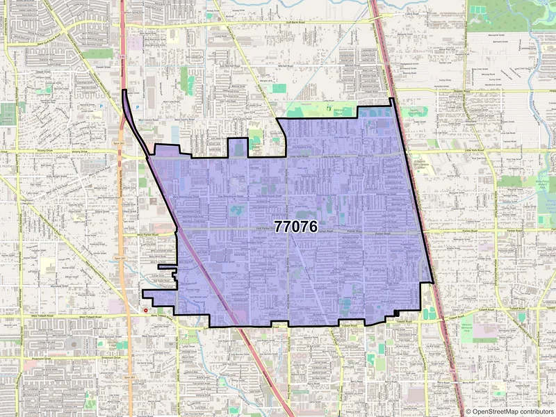 Map of ZIP Code 77076 — Houston, TX