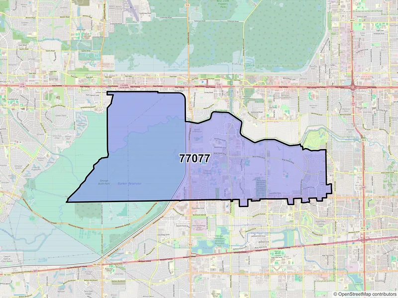 Map of ZIP Code 77077 — Houston, TX