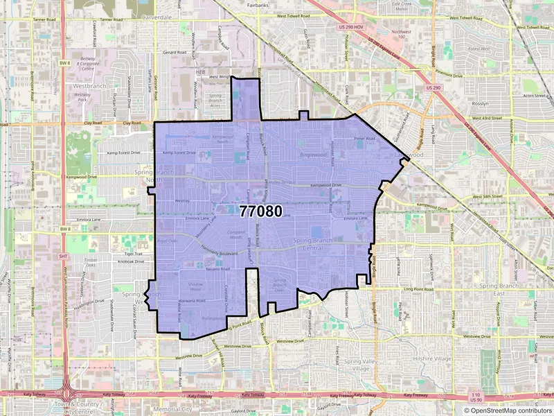 Map of ZIP Code 77080 — Houston, TX