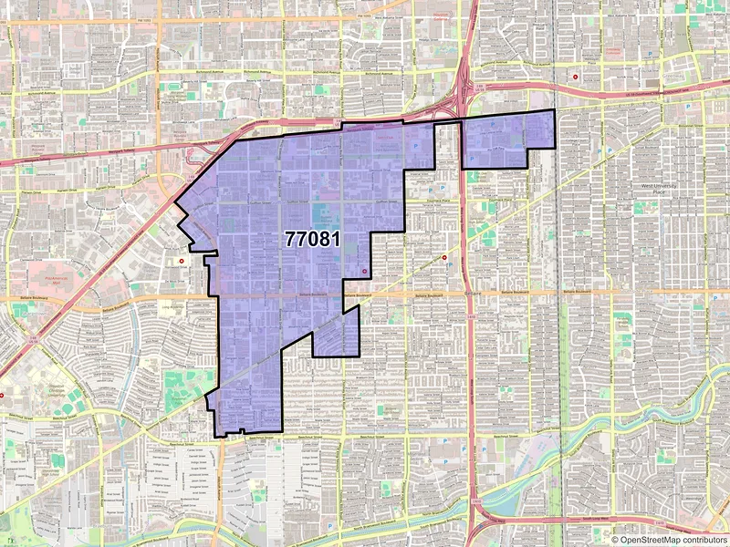 Map of ZIP Code 77081 — Houston, TX