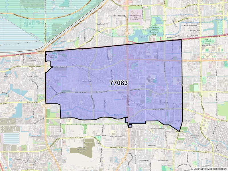 Map of ZIP Code 77083 — Houston, TX
