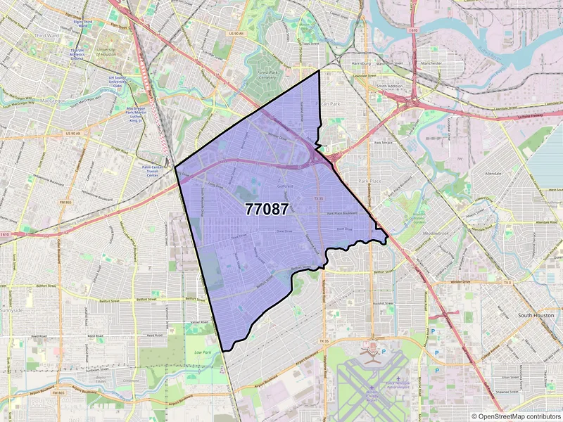 Map of ZIP Code 77087 — Houston, TX