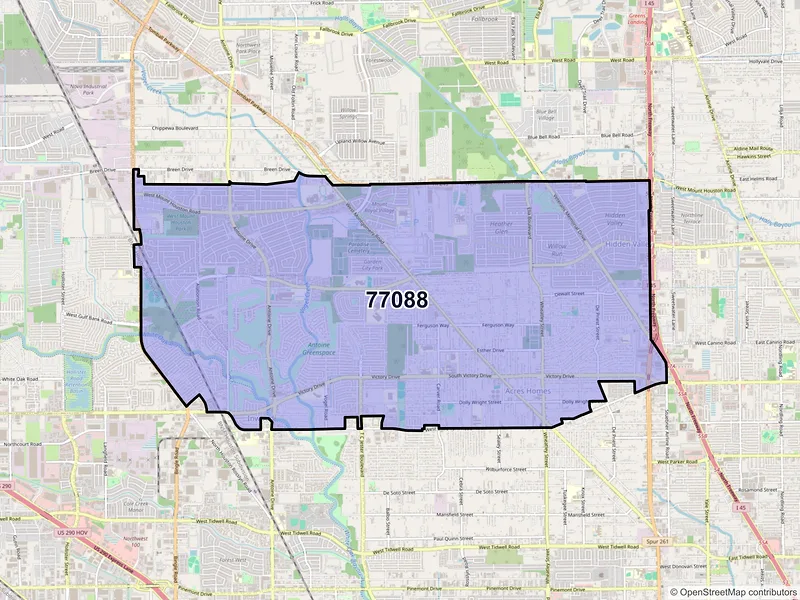 Map of ZIP Code 77088 — Houston, TX