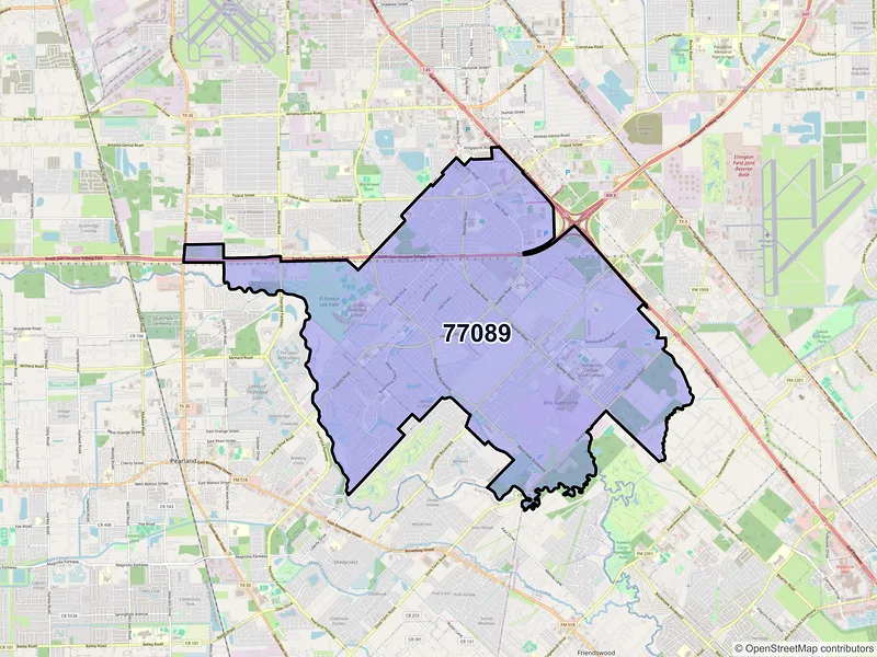 Map of ZIP Code 77089 — Houston, TX