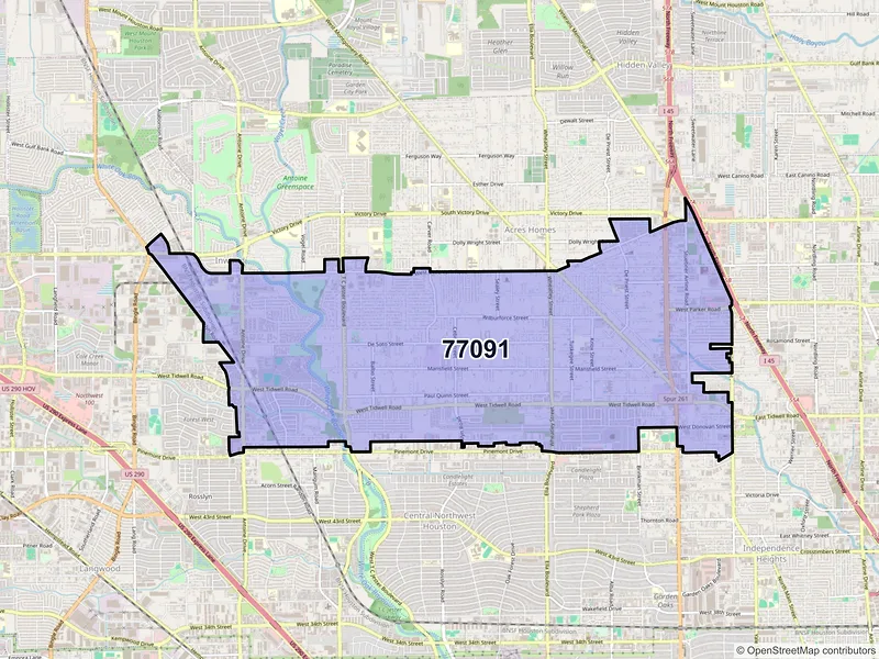 Map of ZIP Code 77091 — Houston, TX