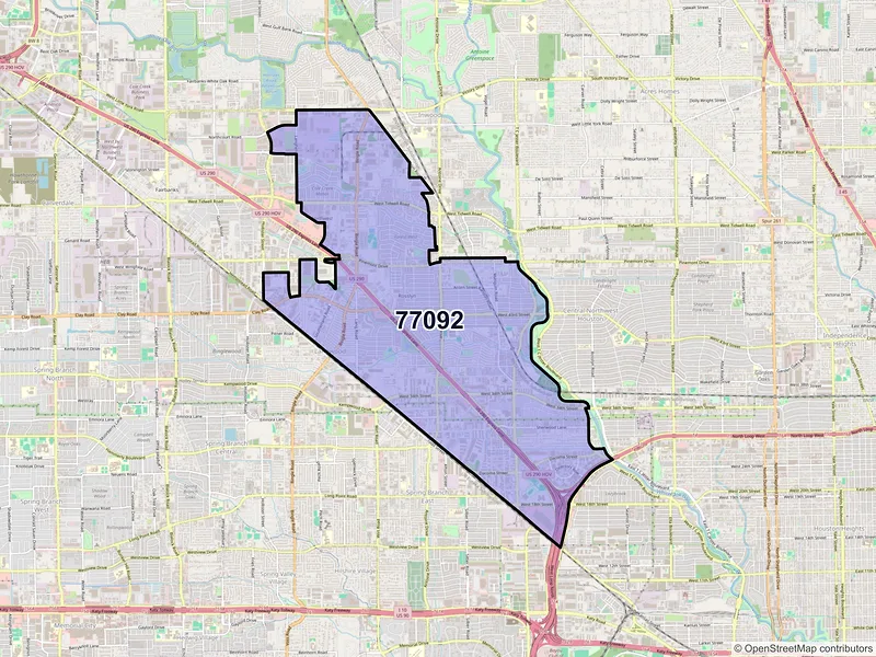 Map of ZIP Code 77092 — Houston, TX