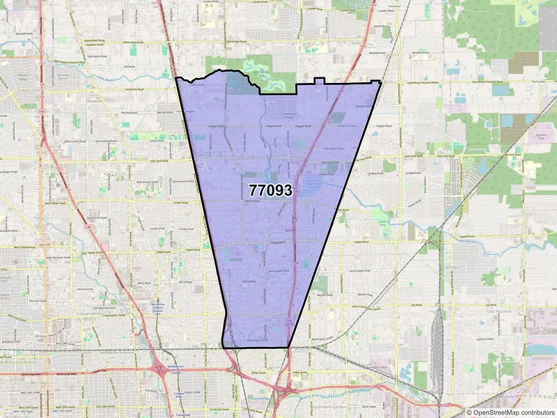 Map of ZIP Code 77093 — Houston, TX