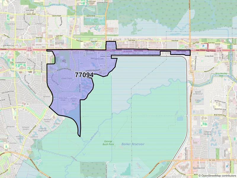 Map of ZIP Code 77094 — Houston, TX