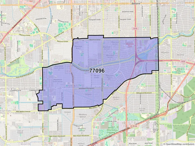 Map of ZIP Code 77096 — Houston, TX