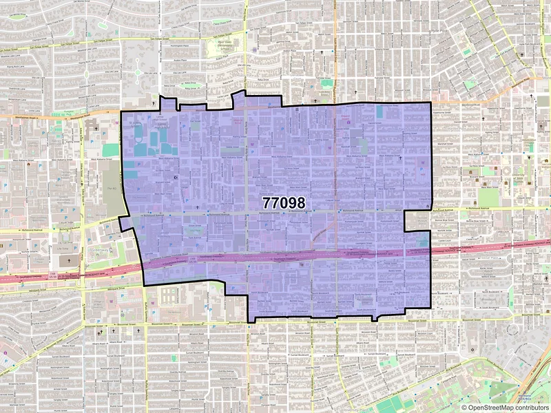 Map of ZIP Code 77098 — Houston, TX