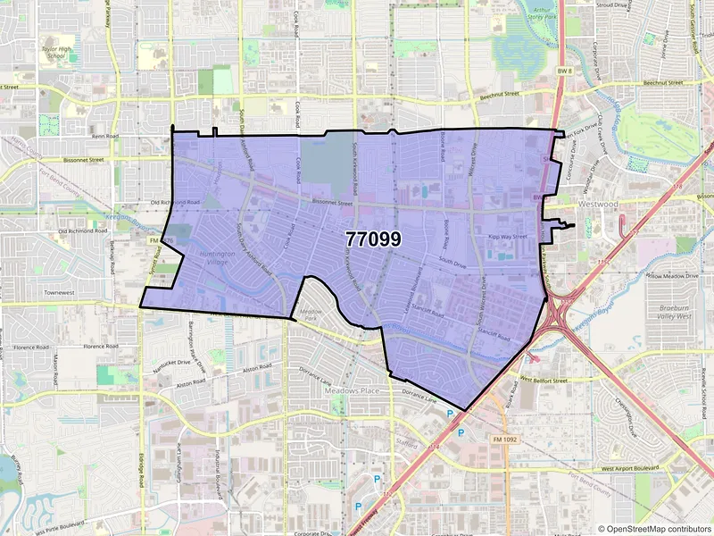 Map of ZIP Code 77099 — Houston, TX