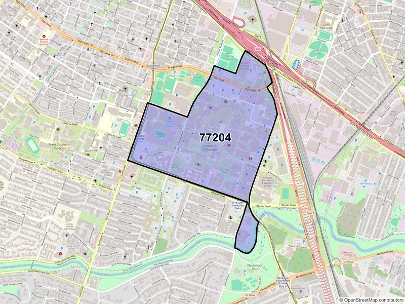 Map of ZIP Code 77204 — Houston, TX