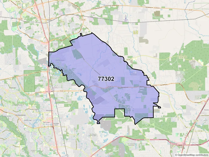 Map of ZIP Code 77302 — Conroe, TX