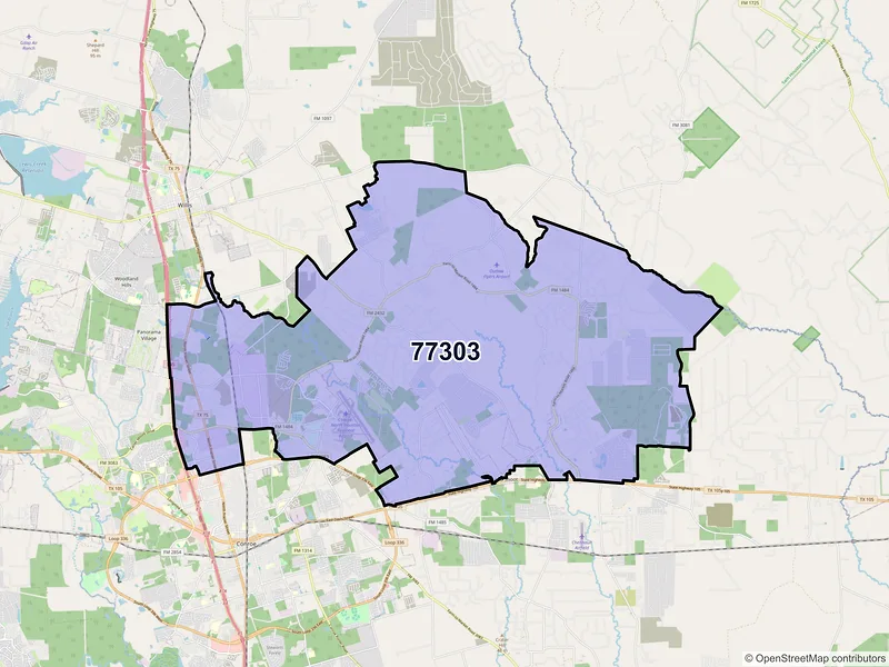 Map of ZIP Code 77303 — Conroe, TX