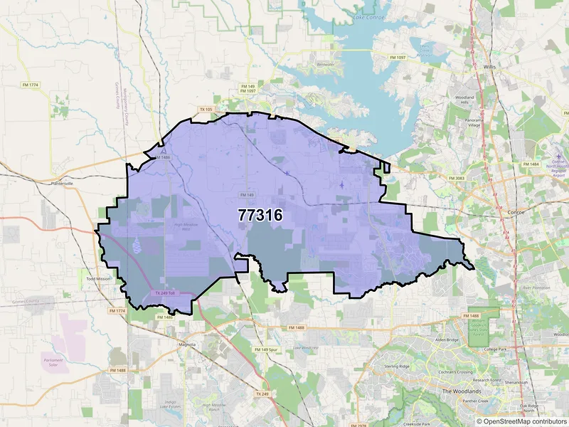 Map of ZIP Code 77316 — Montgomery, TX