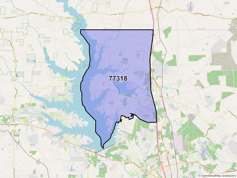 Map of ZIP Code 77318 — Willis, TX