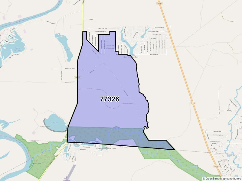 Map of Ace, Texas and ZIP codes