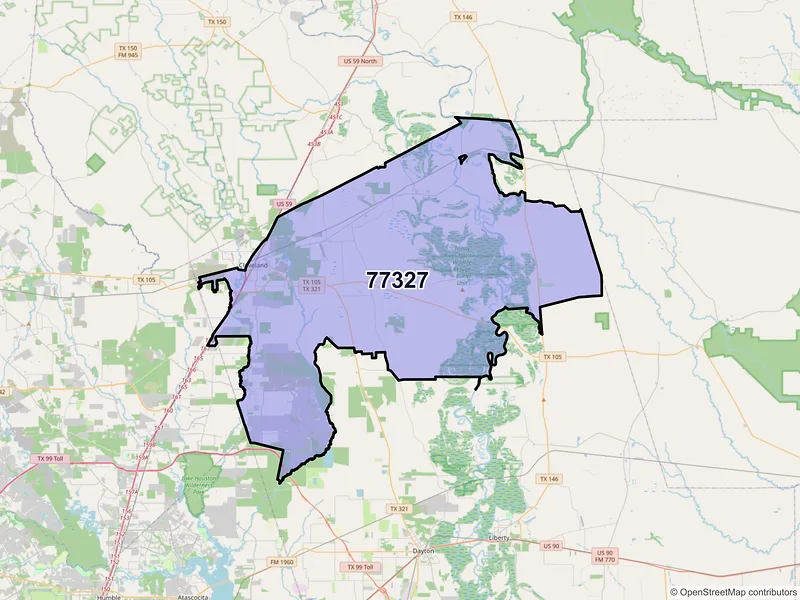 Map of ZIP Code 77327 — Cleveland, TX