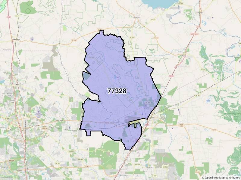 Map of ZIP Code 77328 — Cleveland, TX