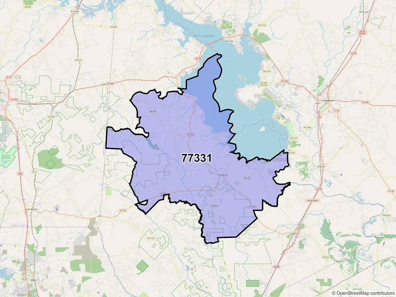Map of ZIP Code 77331 — Coldspring, TX