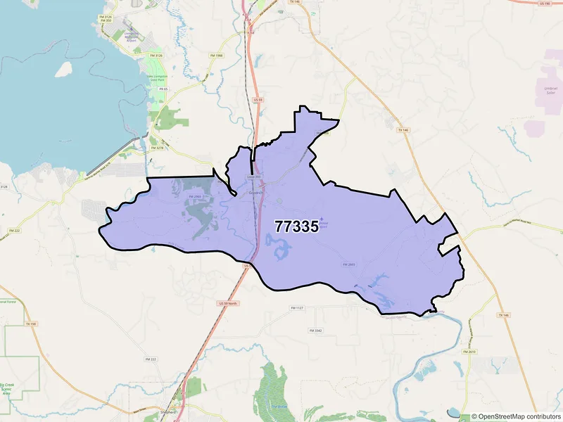 Map of ZIP Code 77335 — Goodrich, TX