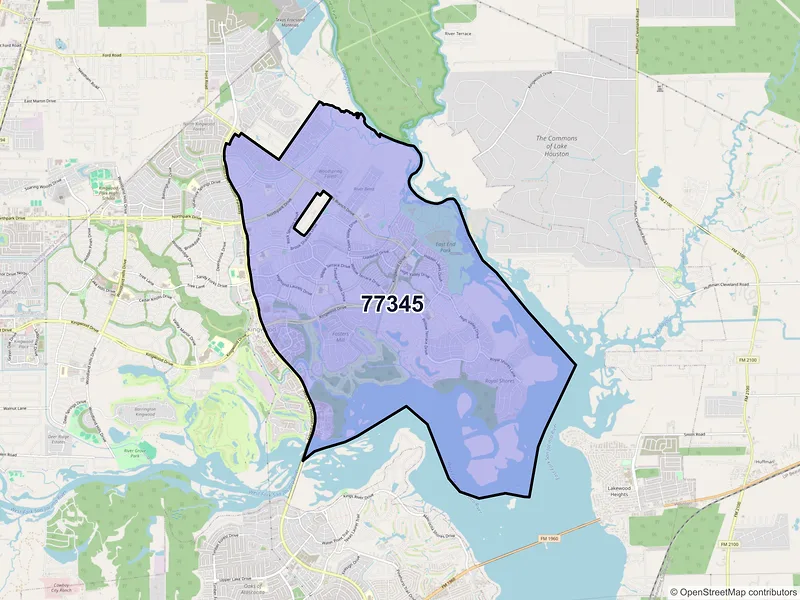 Map of ZIP Code 77345 — Kingwood, TX