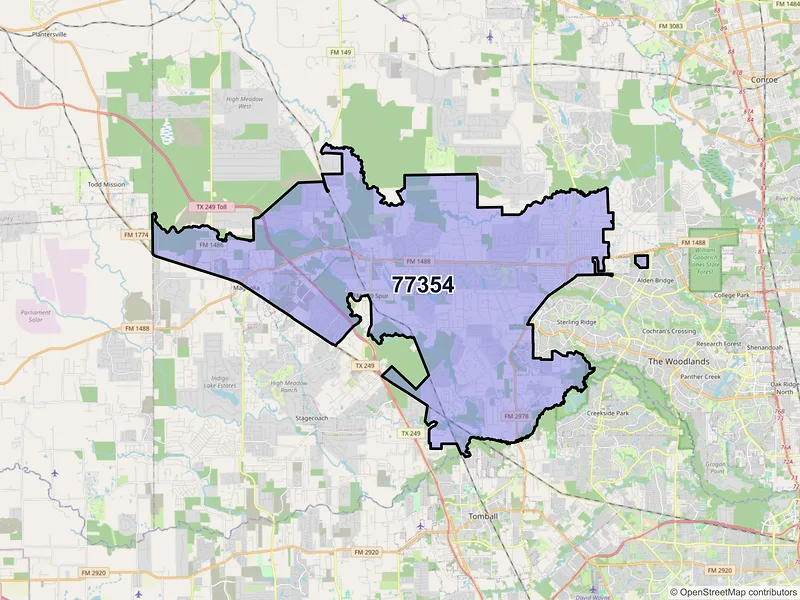 Map of ZIP Code 77354 — Magnolia, TX