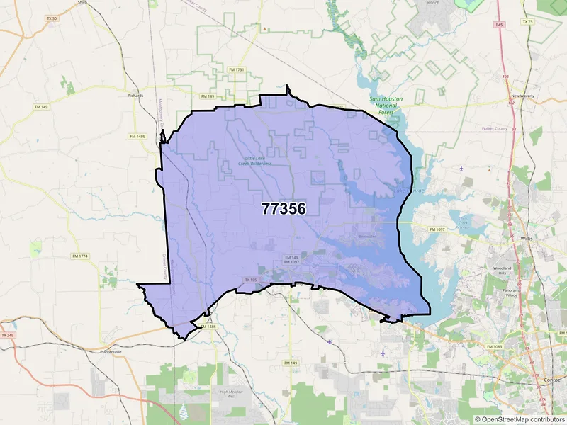 Map of ZIP Code 77356 — Montgomery, TX