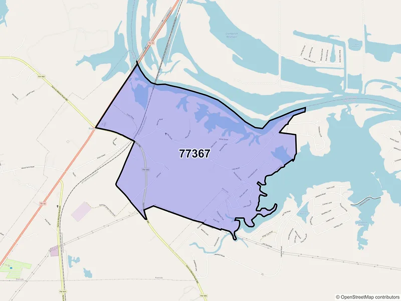 Map of Riverside, Texas and ZIP codes