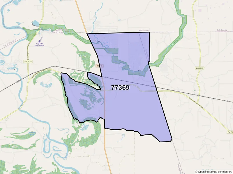 Map of Rye, Texas and ZIP codes