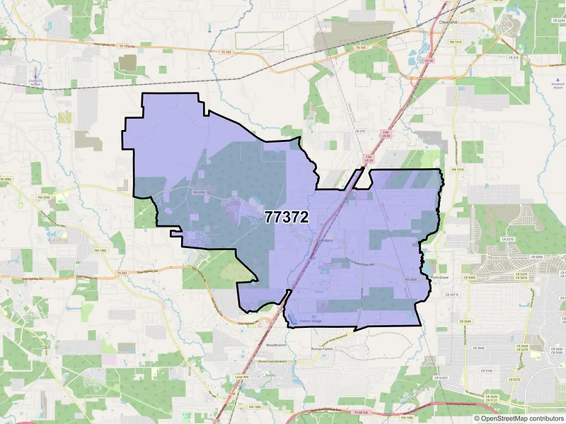 Map of ZIP Code 77372 — Splendora, TX