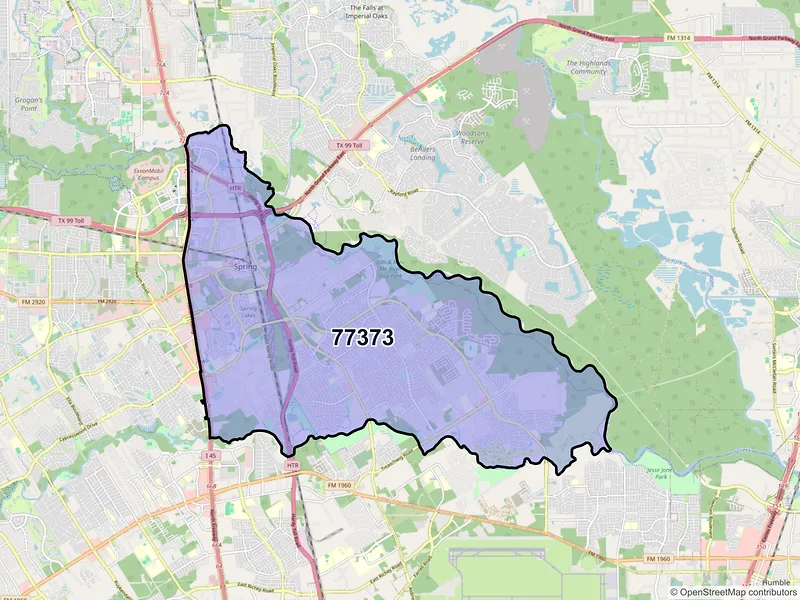 Map of ZIP Code 77373 — Spring, TX