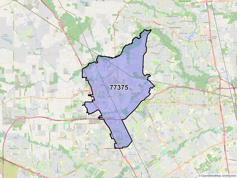 Map of ZIP Code 77375 — Tomball, TX