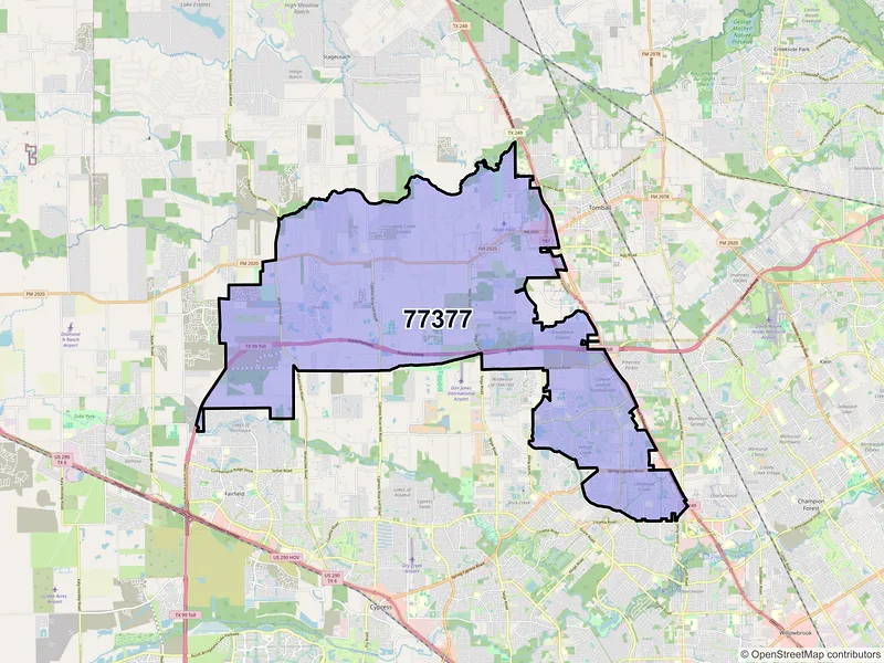 Map of ZIP Code 77377 — Tomball, TX