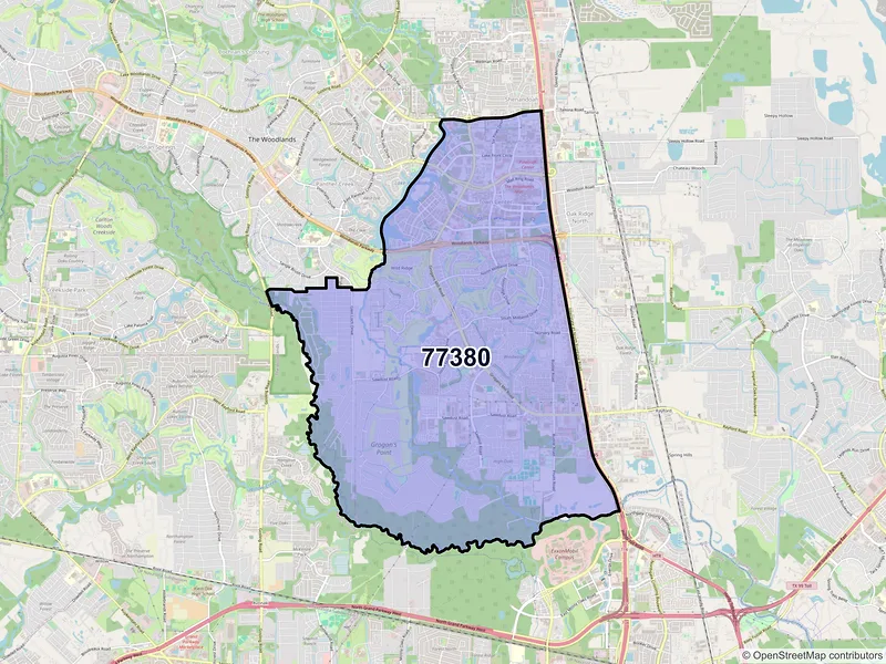 Map of ZIP Code 77380 — Spring, TX