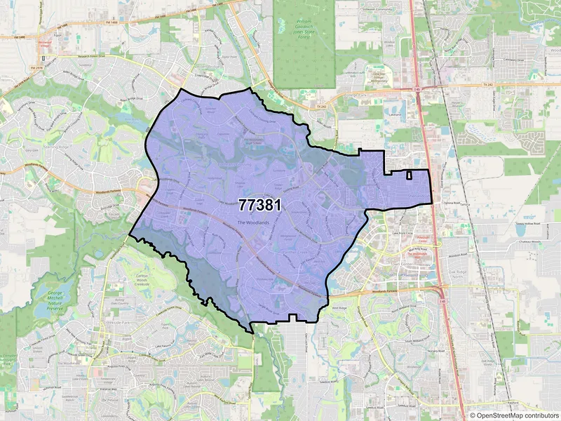 Map of ZIP Code 77381 — Spring, TX