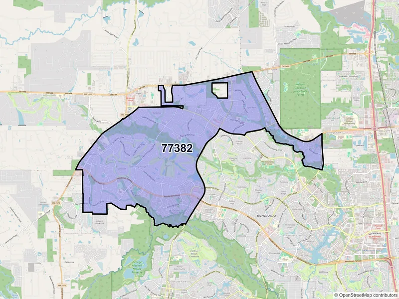 Map of ZIP Code 77382 — Spring, TX