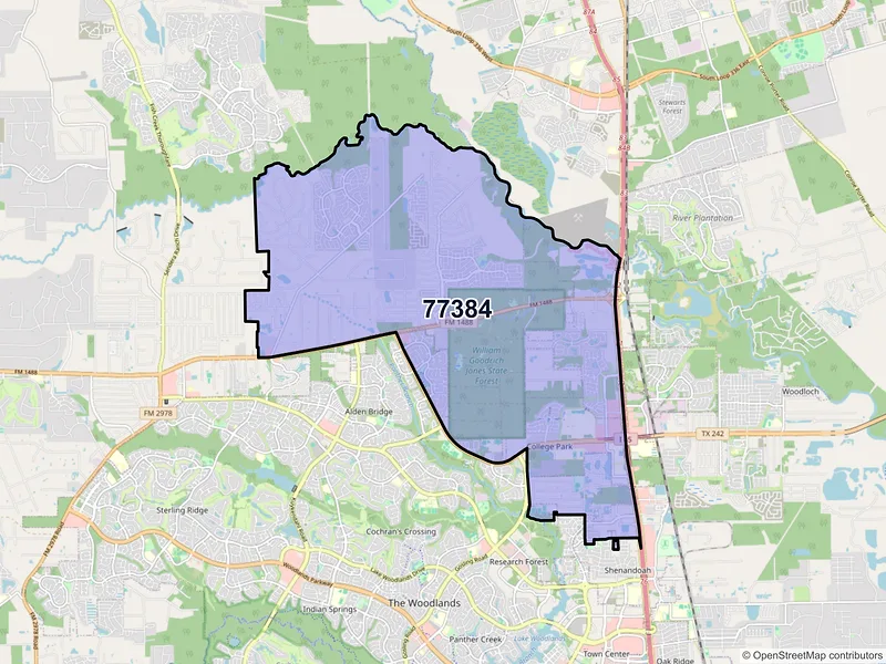 Map of ZIP Code 77384 — Conroe, TX