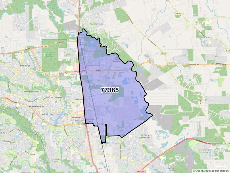 Map of ZIP Code 77385 — Conroe, TX