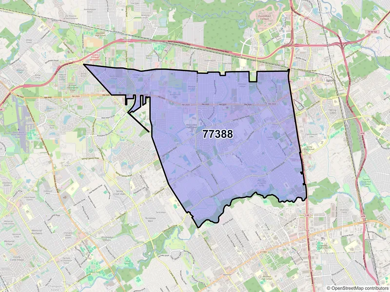 Map of ZIP Code 77388 — Spring, TX