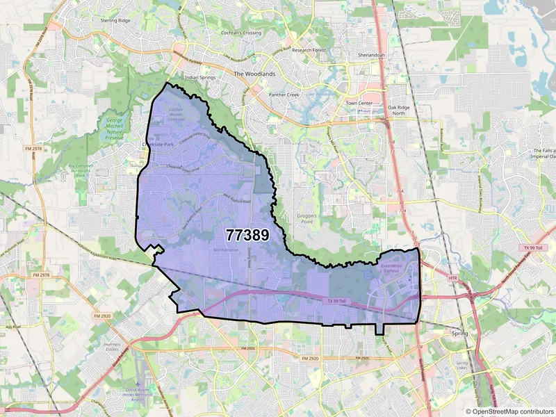 Map of ZIP Code 77389 — Spring, TX