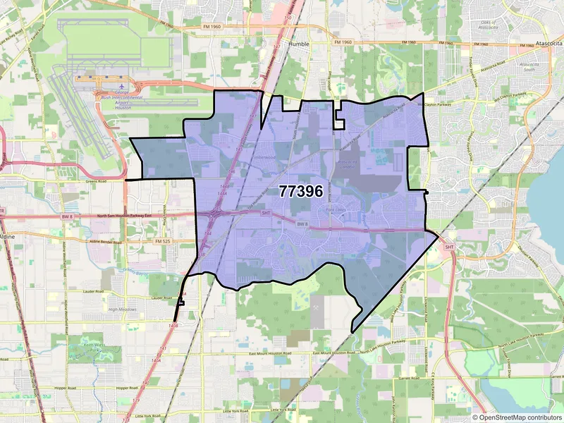 Map of ZIP Code 77396 — Humble, TX