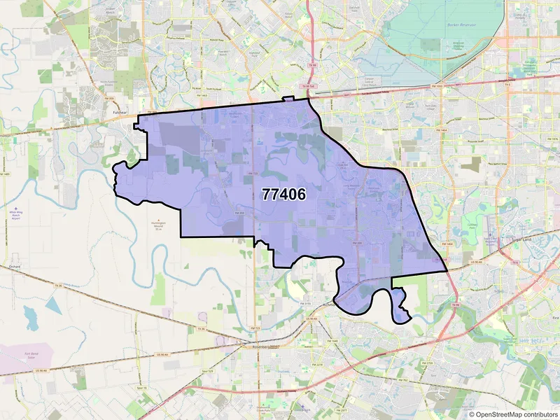 Map of ZIP Code 77406 — Richmond, TX